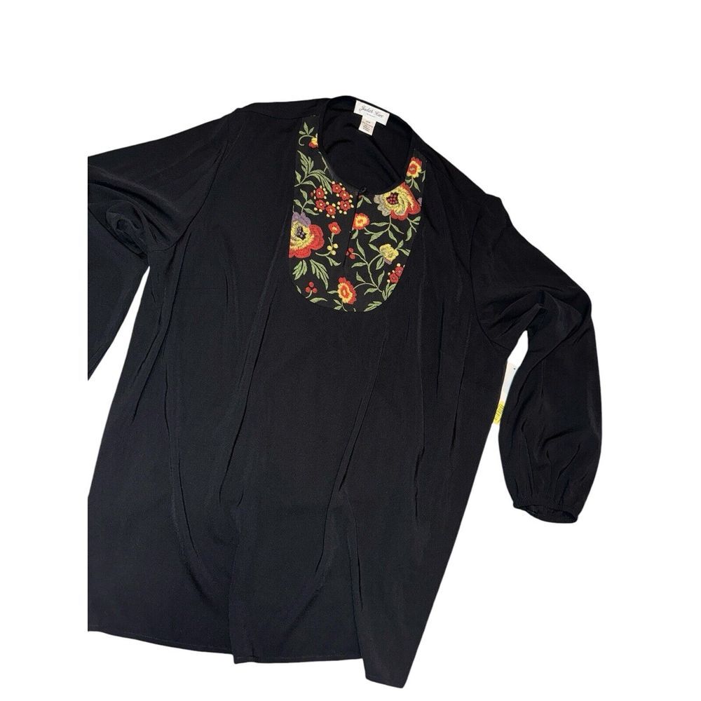 Judith Hart Black Floral Chest Lightweight Sz 20W Tunic Blouse Top‎ Formal New